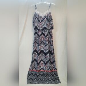 Magic Black and White Chevron Maxi Dress, Womens Small